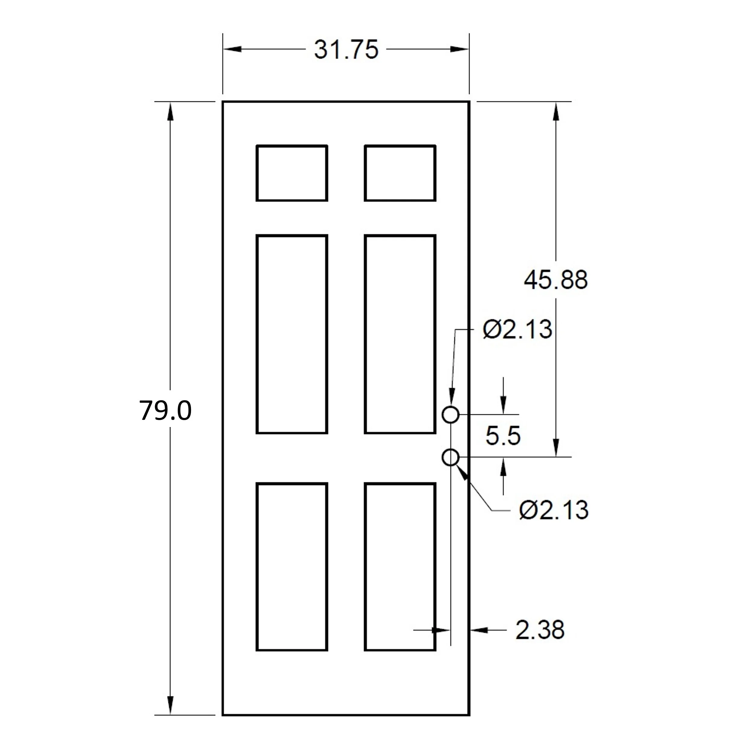 32" x 80" OUTSWING Prehung Smooth Fiberglass Entry Door System (6 Panel) - Image 4