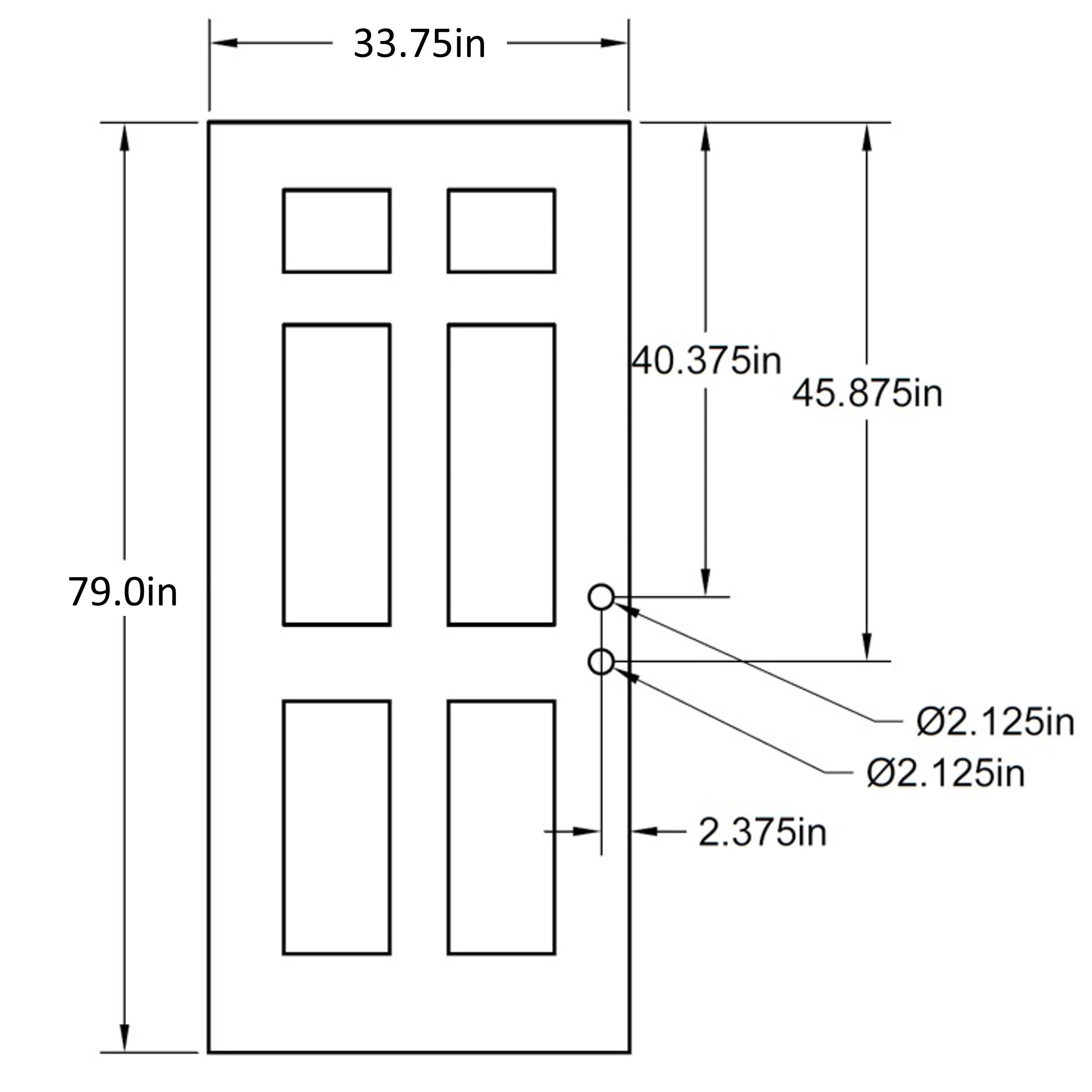 34" x 80" OUTSWING Prehung Smooth Fiberglass Entry Door System (6 Panel) - Image 4