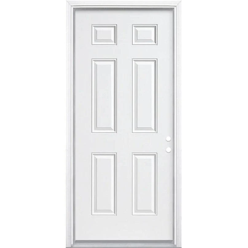 34" x 80" Prehung Smooth Fiberglass Entry Door System (6 Panel)