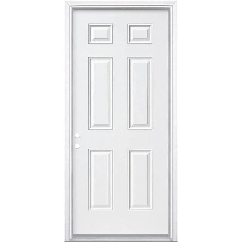 34" x 80" Prehung Smooth Fiberglass Entry Door System (6 Panel) - Image 2