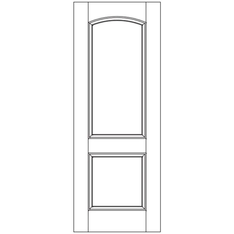 36" Mahogany Entry Door Slab (2 Panel Archtop) - Image 3