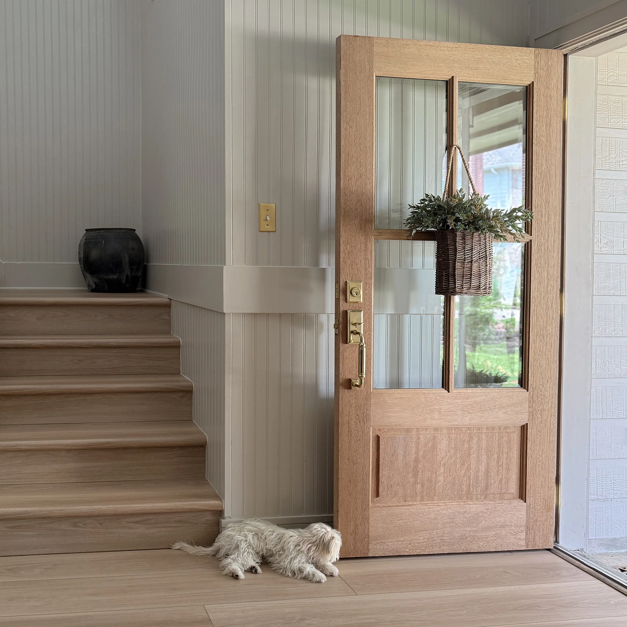 36" Mahogany Entry Door Slab (3/4 Glass 4 Lite) - Image 3
