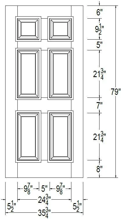 36" Mahogany Entry Door Slab (6 Panel) - Image 3