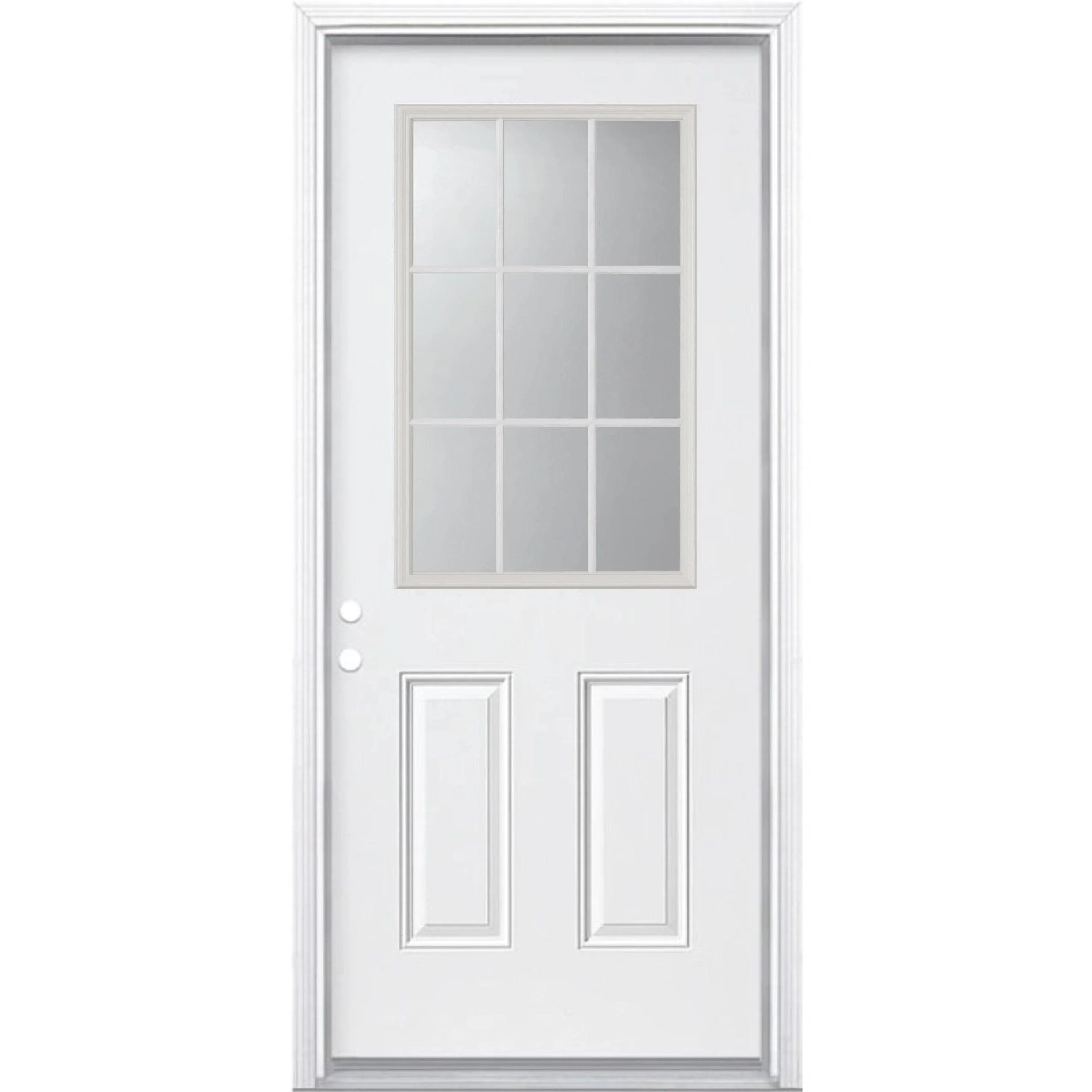 36" x 80" Smooth Fiberglass Entry Door & Framing Kit (9 Lite Glass) - Image 2