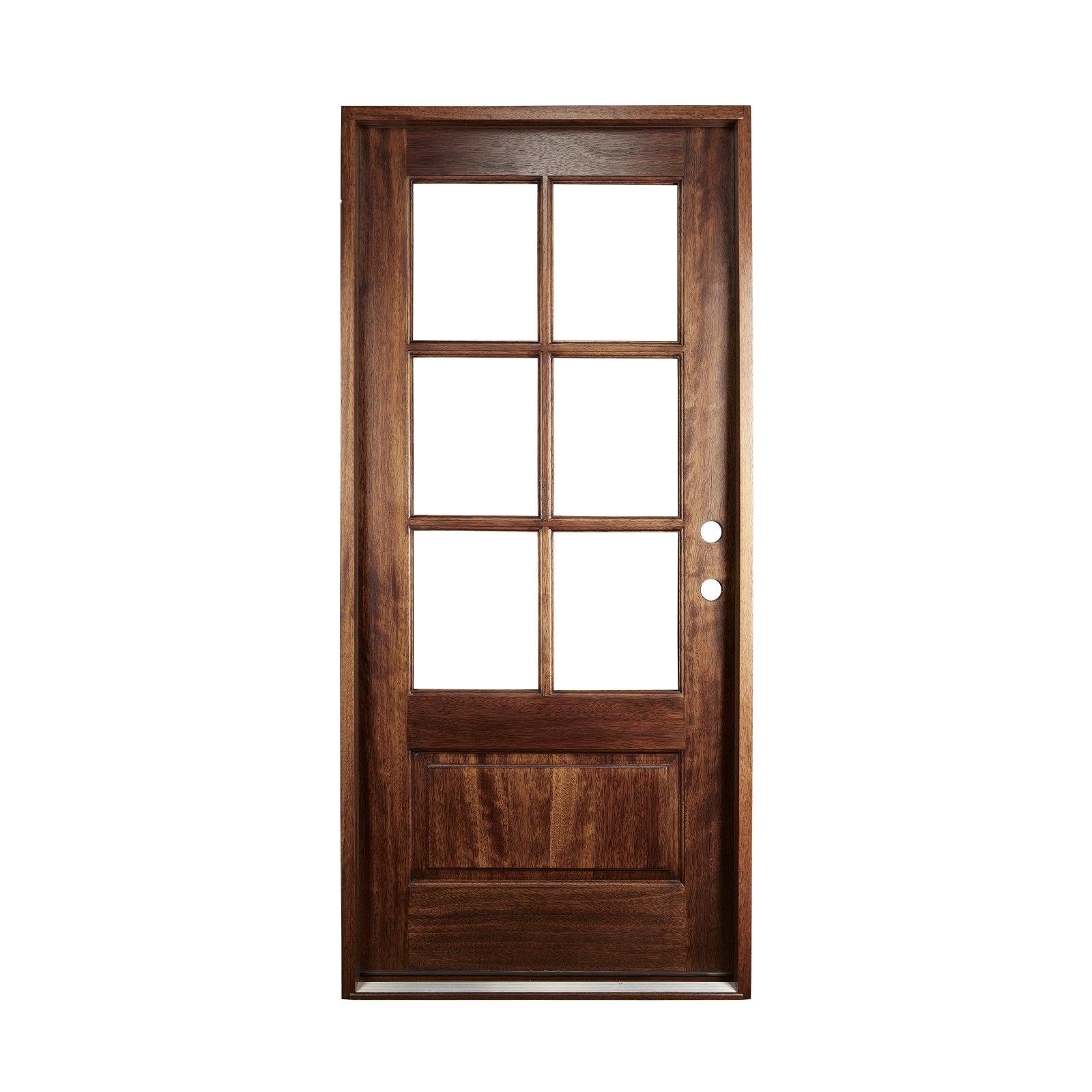 36" Prehung Mahogany Entry Door System (3/4 Glass 6 Lite)