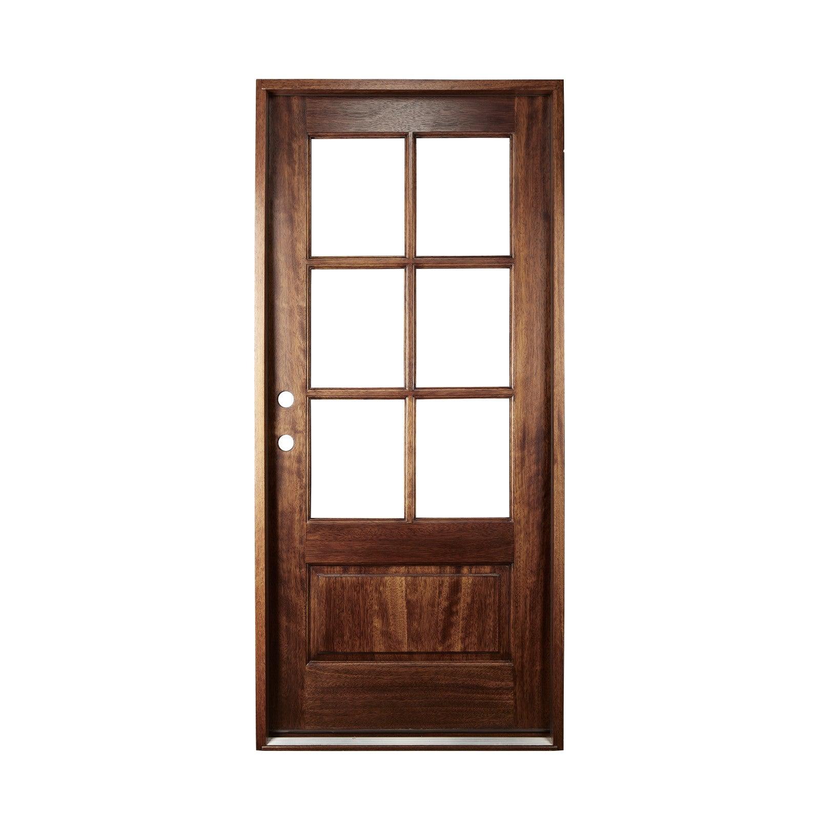 36" Prehung Mahogany Entry Door System (3/4 Glass 6 Lite) - Image 9