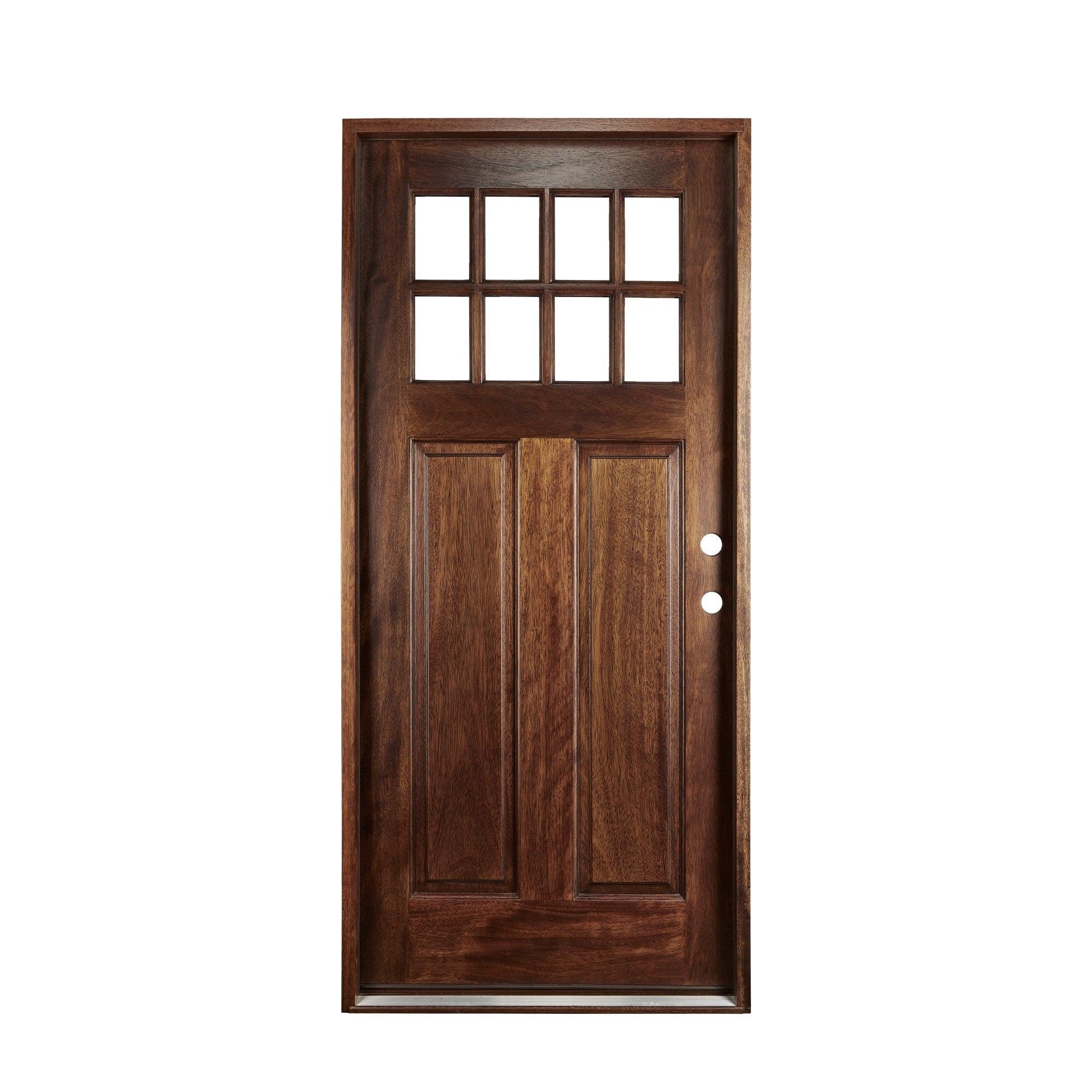 36" Prehung Mahogany Entry Door System (Craftsman 8 Lite)
