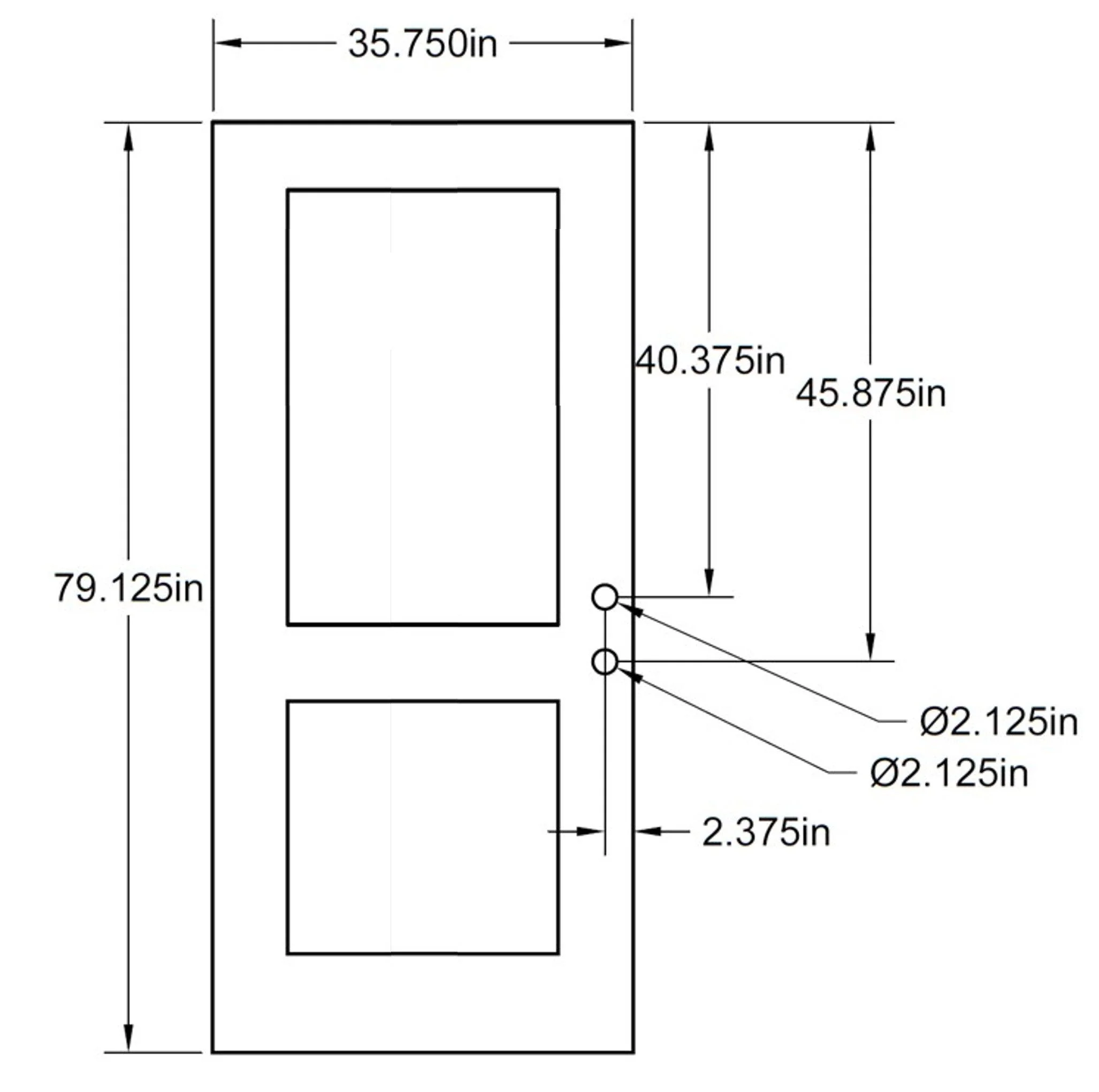 Smooth Fiberglass Entry Door Slab (2 Panel) - Image 4