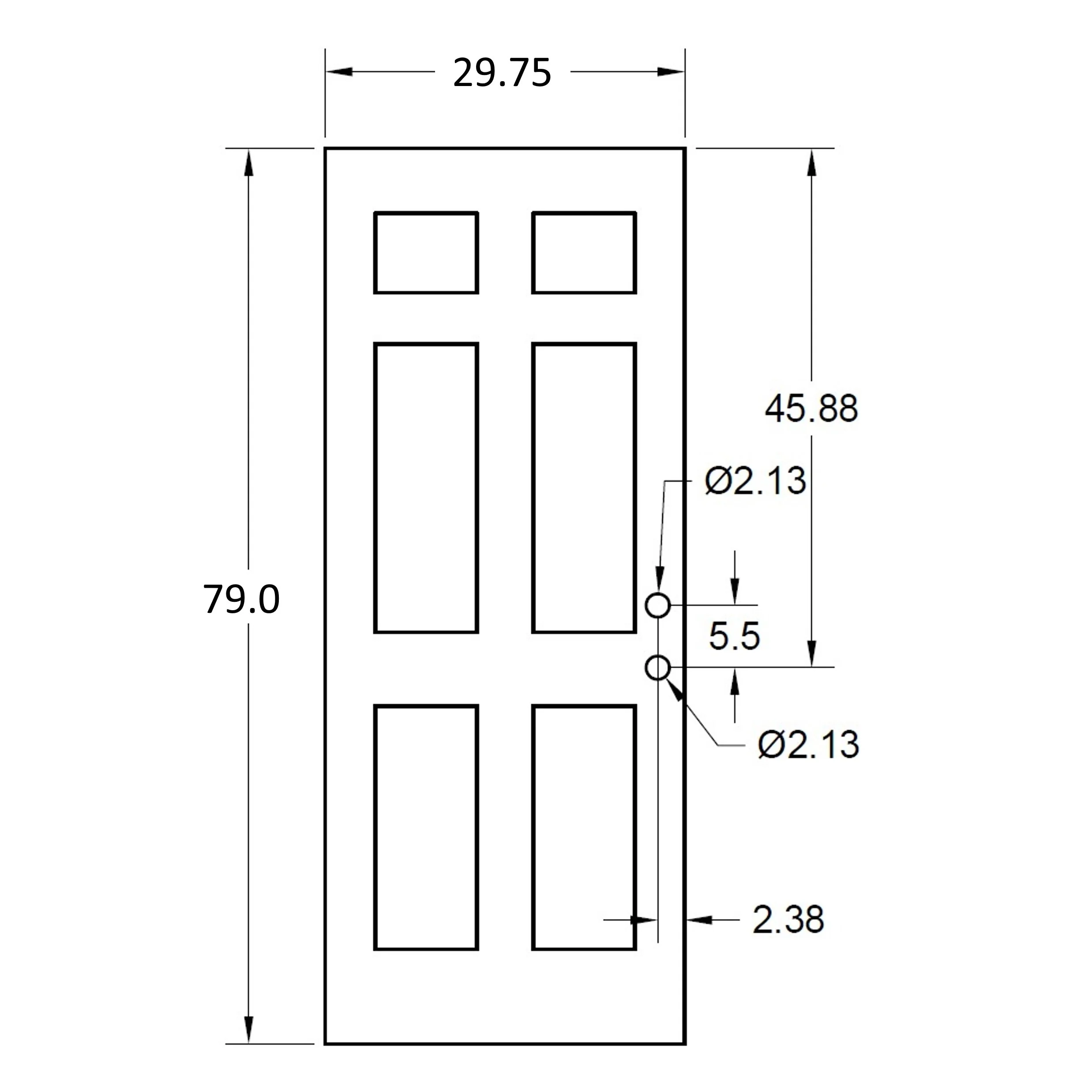 Smooth Fiberglass Entry Door Slab (6 Panel) - Image 11