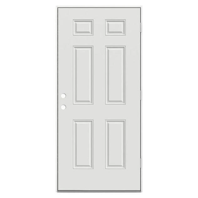 36" x 80" OUTSWING Prehung Smooth Fiberglass Entry Door System (6 Panel)