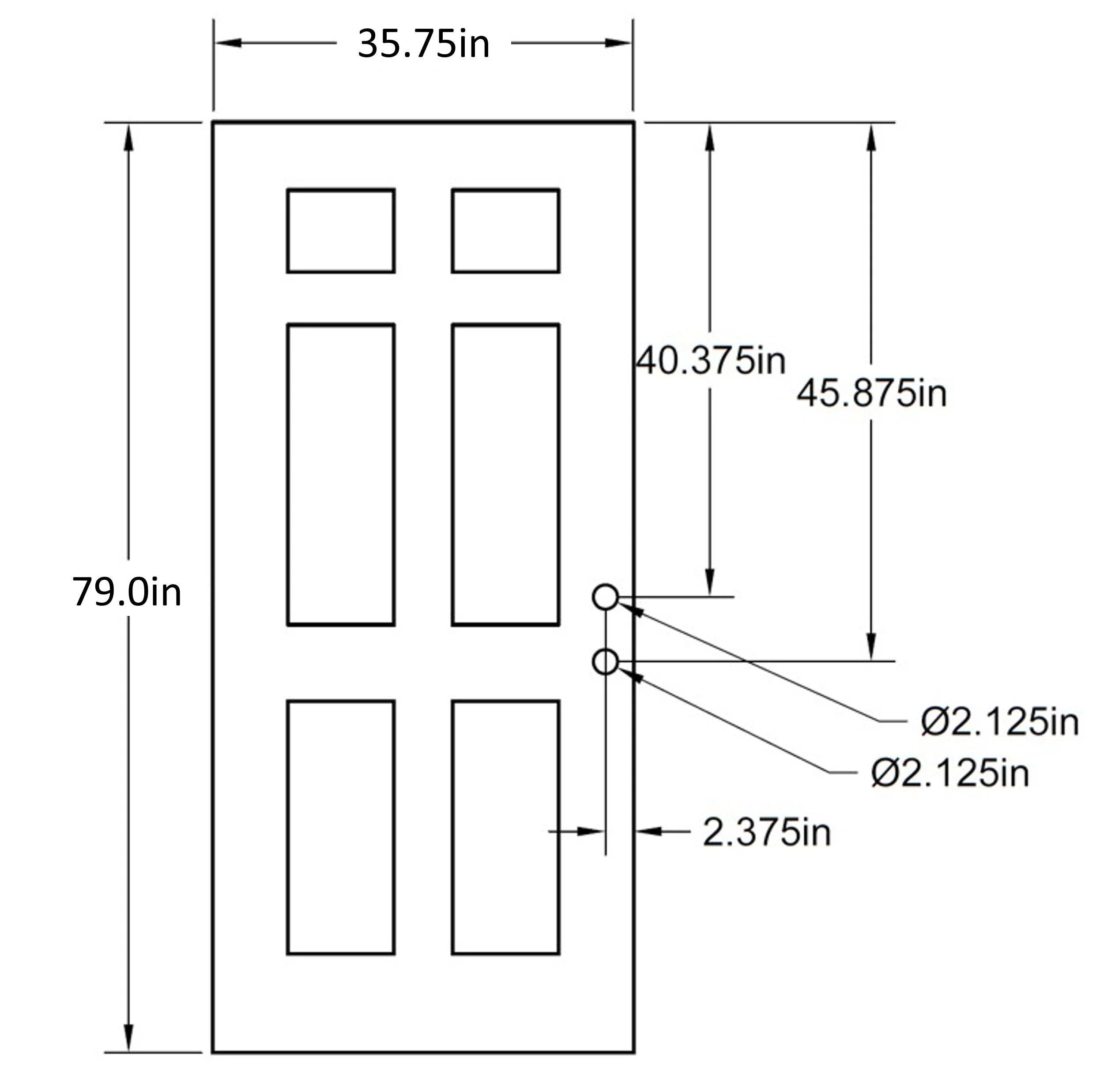 36" x 80" OUTSWING Prehung Smooth Fiberglass Entry Door System (6 Panel) - Image 4