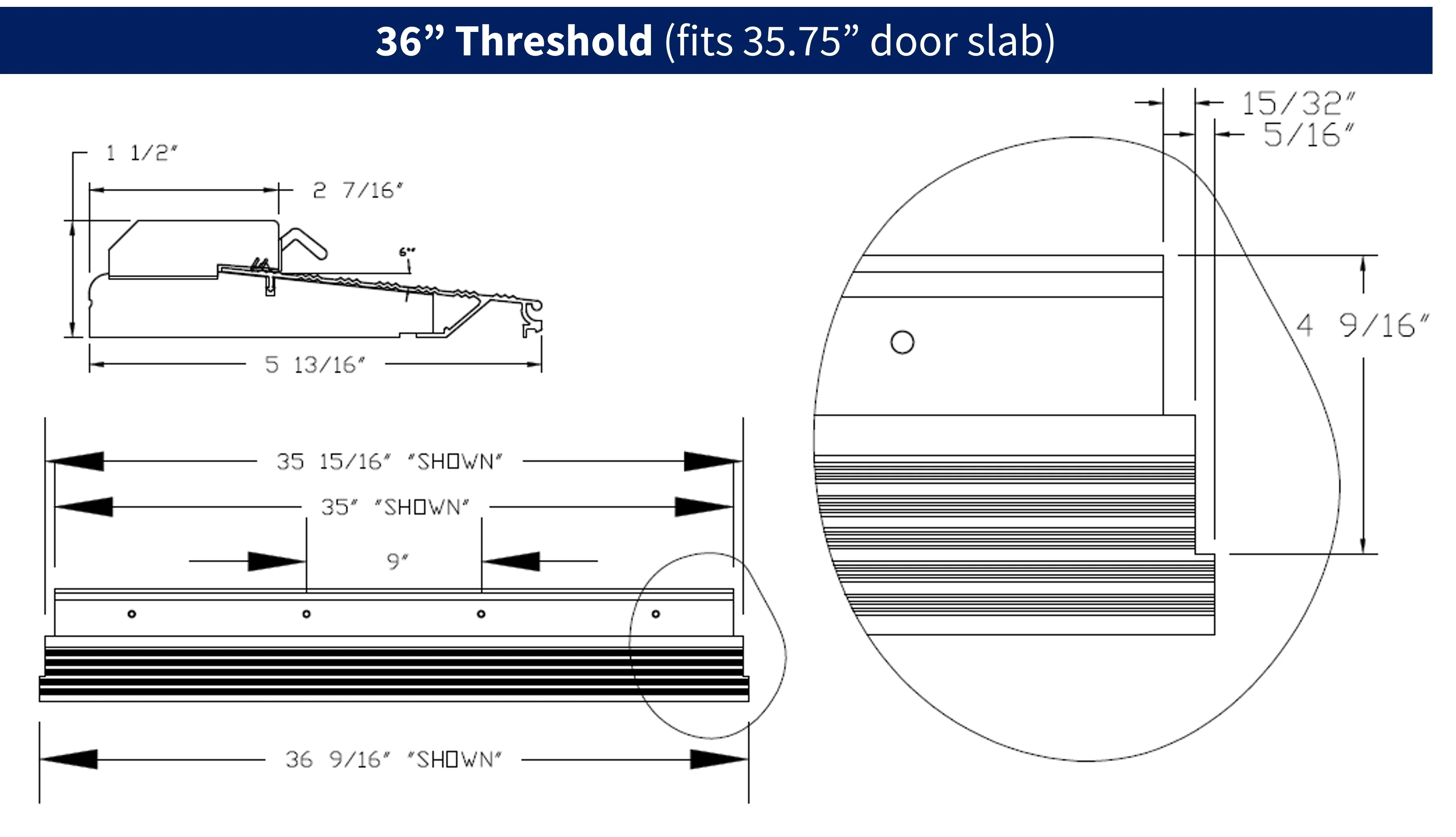 Custom Outswing Bumper Threshold (101" to 146" Width) - Image 2
