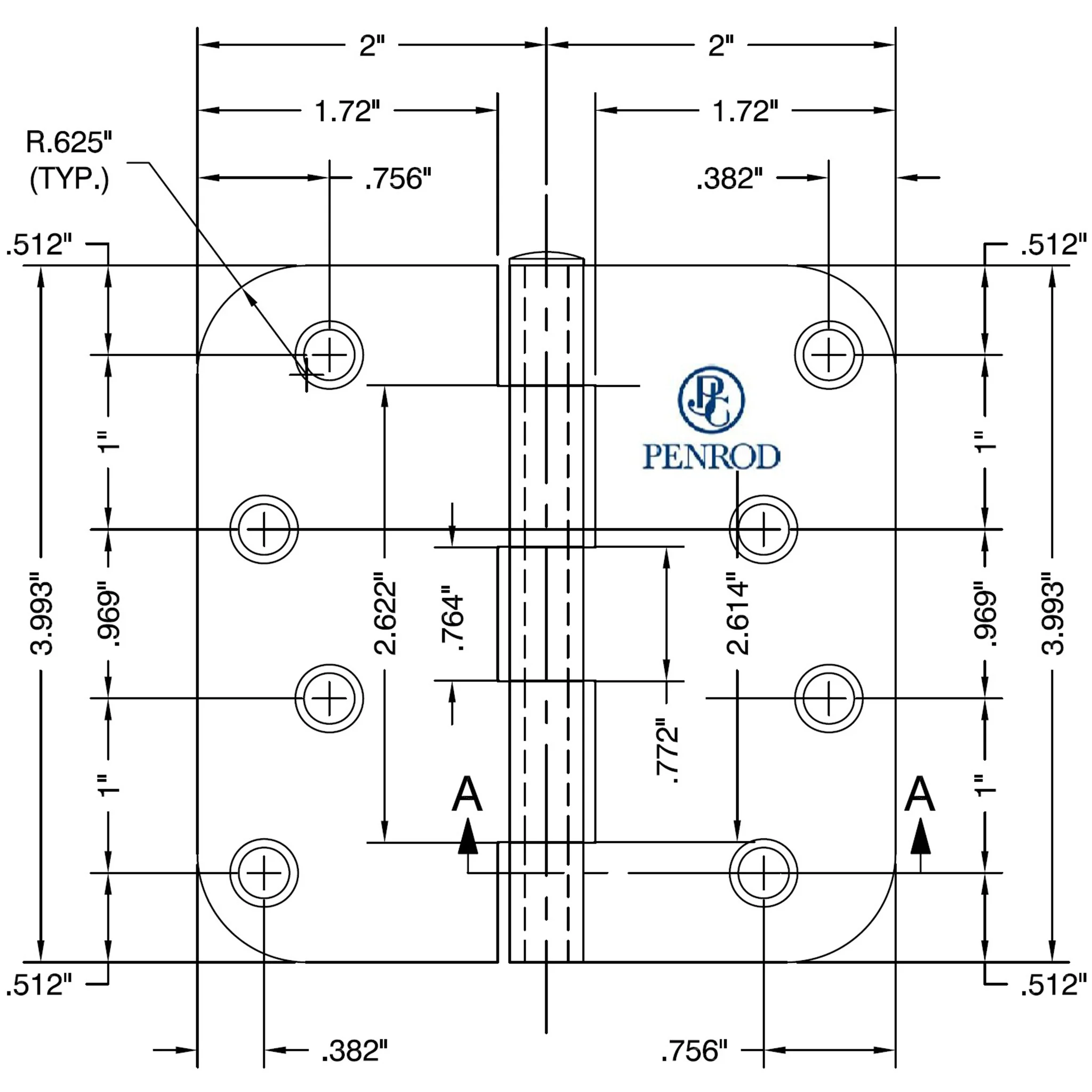Exterior Hinge - Masonite Hole Pattern (3 pieces) - Image 5
