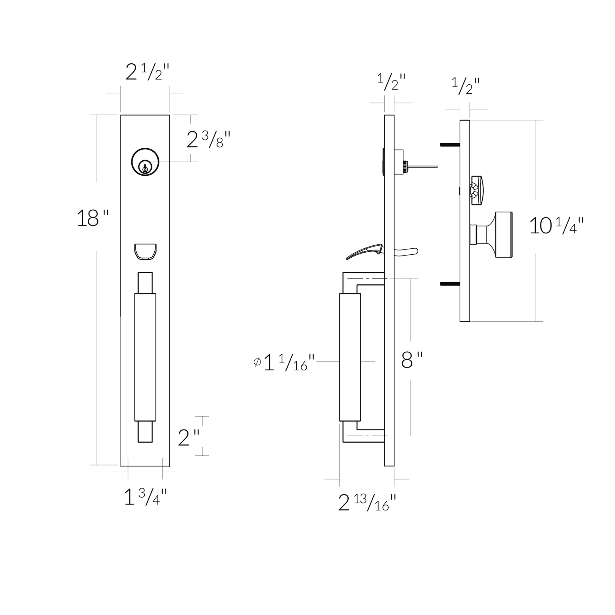 Hercules Knurled Full Length Entry Lockset by Emtek - Image 4