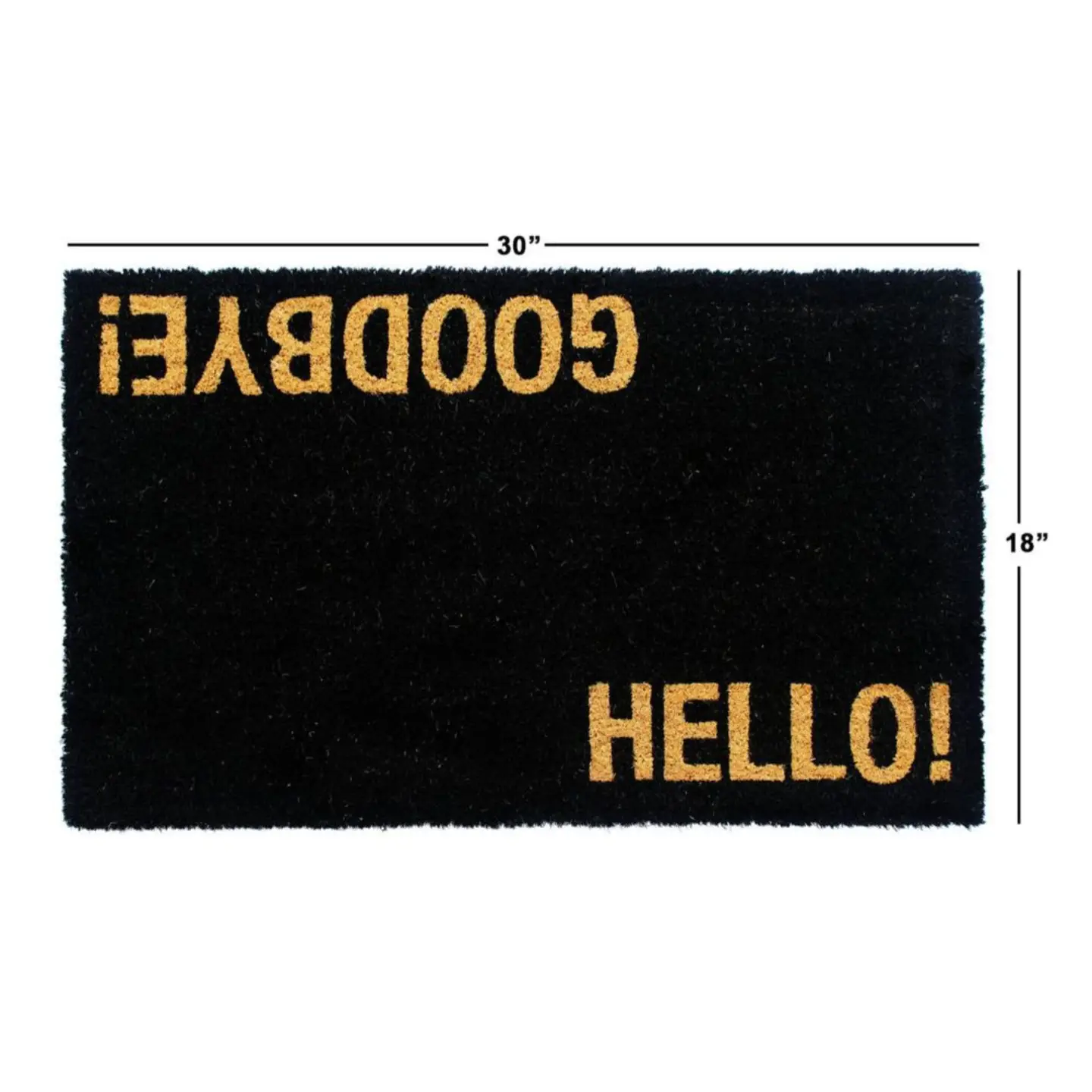RugSmith Black Hello/Goodbye Coir Doormat, 18" X 30" - Image 3